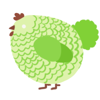 A apple and grass chicken with a lace pattern