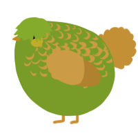 A chartreuse and gold chicken with a half-lace pattern