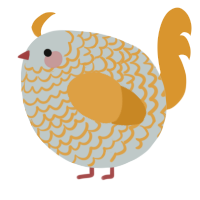 A silver and orange chicken with a lace pattern