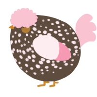 A bark and rose chicken with a speckle pattern