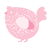 A rose chicken with a speckle pattern
