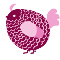 A maroon and pink chicken with a lace pattern