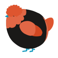 A sable and vermilion chicken with a head pattern