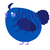 A ultramarine and navy chicken with a half-bar pattern