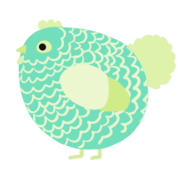A mint and apple chicken with a lace pattern
