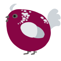 A maroon and mist chicken with a neck-speckle pattern