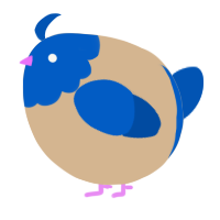 A beige and ultramarine chicken with a head pattern