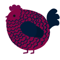 A maroon and tumblr chicken with a lace pattern