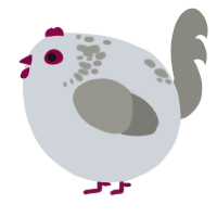 A mist and ash chicken with a neck-speckle pattern