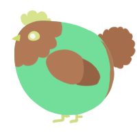 A spring and brown chicken with a head pattern