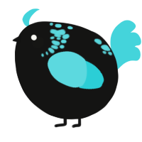 A black and aqua chicken with a neck-speckle pattern