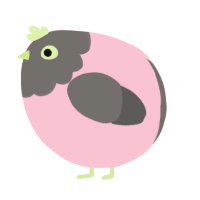 A rose and grey chicken with a head pattern