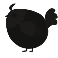 A black and sable chicken with a head pattern
