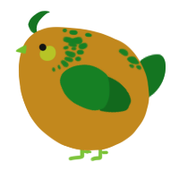 A ochre and leaf chicken with a neck-speckle pattern