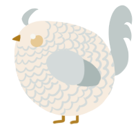 A cream and silver chicken with a lace pattern