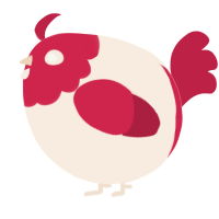 A cream and crimson chicken with a head pattern