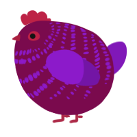 A wine and violet chicken with a bar pattern