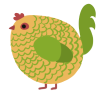 A honey and chartreuse chicken with a lace pattern