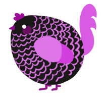 A sable and orchid chicken with a lace pattern