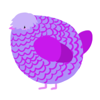 A lilac and amethyst chicken with a lace pattern