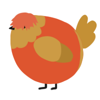 A vermilion and gold chicken with a head pattern