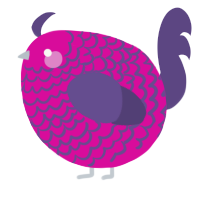 A fuchsia and overcast chicken with a lace pattern