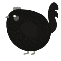 A black and sable chicken with a speckle pattern