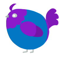 A sapphire and violet chicken with a head pattern