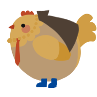 A beige and honey chicken with a head pattern
