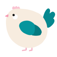 A cream and teal chicken