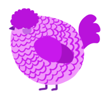 A lavender and amethyst chicken with a lace pattern