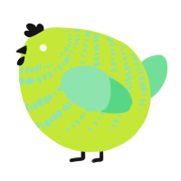 A lime and spring chicken with a bar pattern