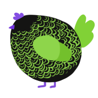 A black and grass chicken with a double-lace pattern