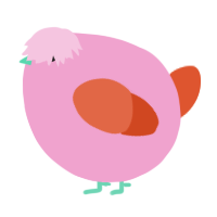 A pink and vermilion chicken