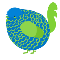 A sapphire and grass chicken with a lace pattern