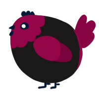 A sable and maroon chicken with a head pattern