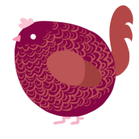 A maroon and red chicken with a double-lace pattern