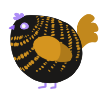A sable and ochre chicken with a bar pattern