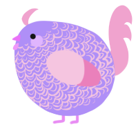 A lilac and pink chicken with a double-lace pattern