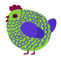 A grass and indigo chicken with a lace pattern