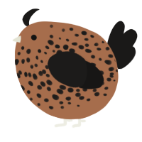 A brown and sable chicken with a speckle pattern