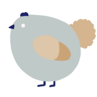 A silver and beige chicken