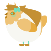 A white and honey chicken with a head pattern