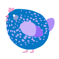 A sapphire and lilac chicken with a speckle pattern