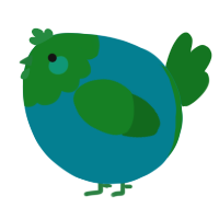 A sea and leaf chicken with a head pattern