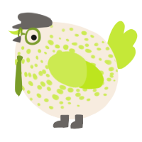 A cream and lime chicken with a speckle pattern