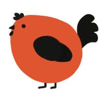 A vermilion and black chicken
