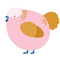 A rose and orange chicken with a neck-band pattern