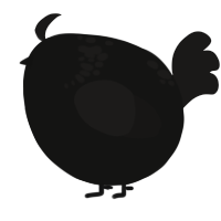 A black and sable chicken with a neck-speckle pattern
