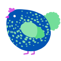 A ultramarine and spring chicken with a speckle pattern